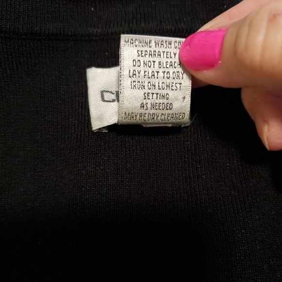 Chico's Black Rayon Blend  Knit Top size Chico's 3, XL classic casual - Picture 7 of 7